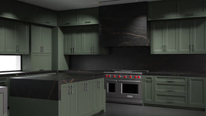 Bellrose Pewter Green ( Maple | Plain Cut [ Frameless • Satin • Painted ] - 10' X 10' Kitchen Cabinet ) | Assembled In USA