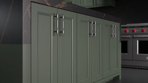 Bellrose Pewter Green ( Maple | Plain Cut [ Frameless • Satin • Painted ] - 10' X 10' Kitchen Cabinet ) | Assembled In USA