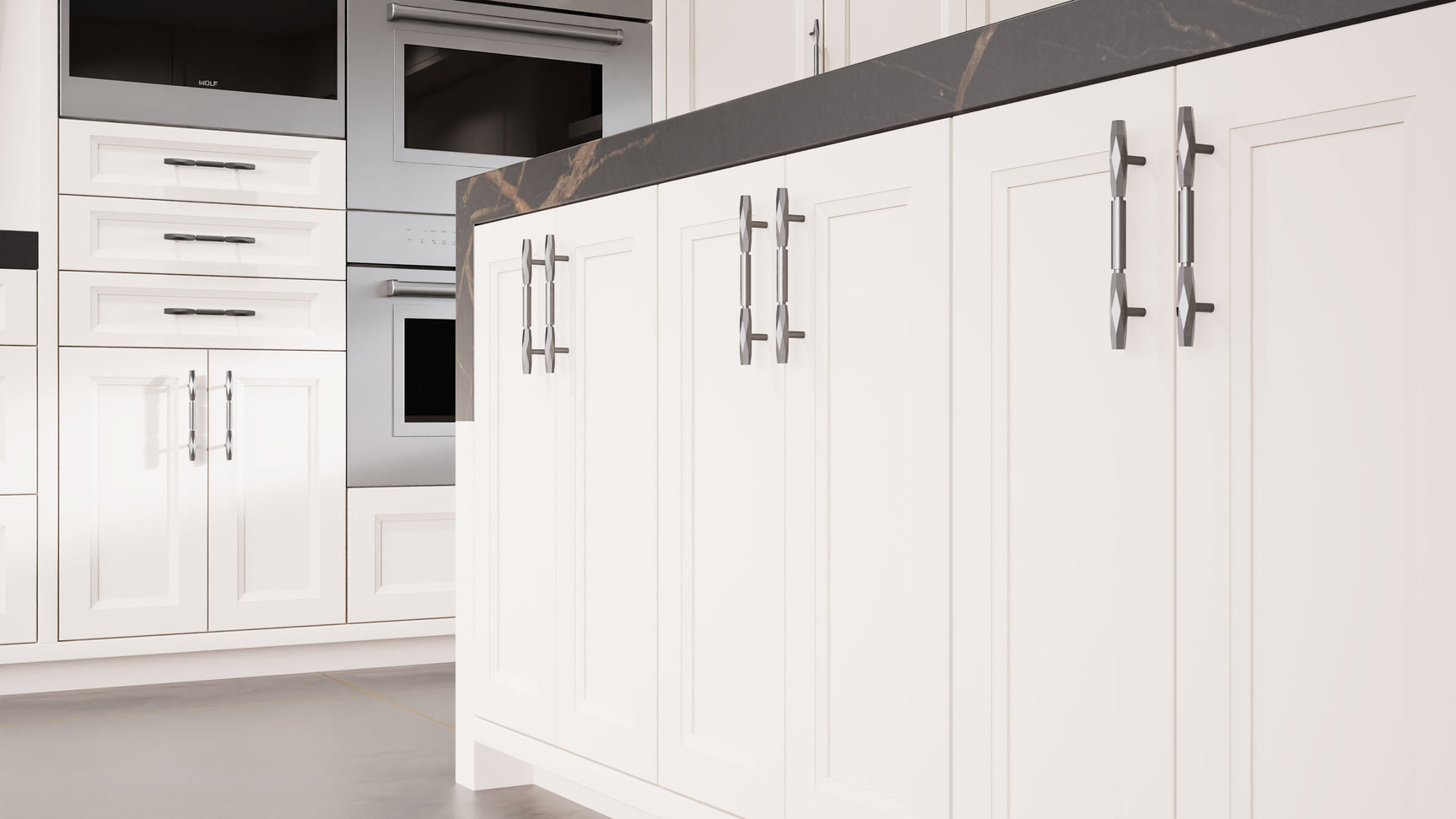 Bellrose Repose Gray ( Maple | Plain Cut [ Frameless • Satin • Painted ] - 10' X 10' Kitchen Cabinet ) | Assembled In USA