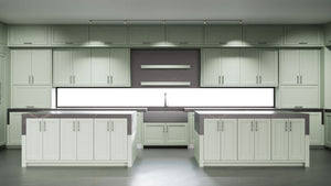 Bellrose Sage Green ( Maple | Plain Cut [ Frameless • Satin • Painted ] - 10' X 10' Kitchen Cabinet ) | Assembled In USA