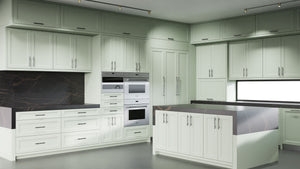 Bellrose Sage Green ( Maple | Plain Cut [ Frameless • Satin • Painted ] - 10' X 10' Kitchen Cabinet ) | Assembled In USA