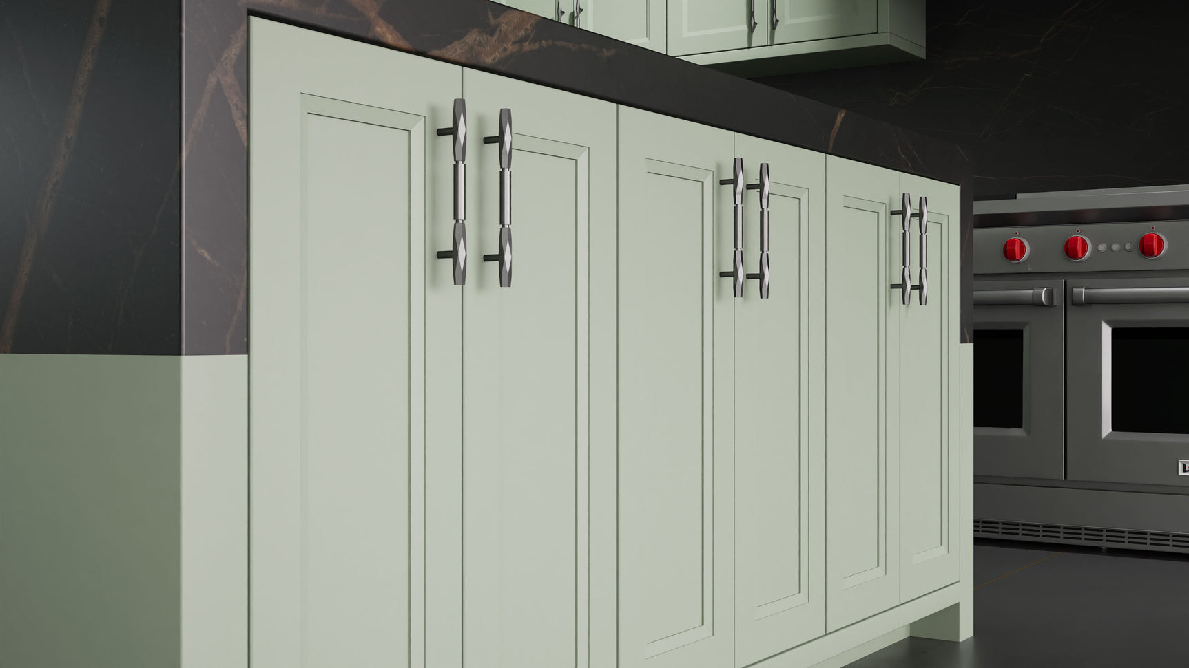 Bellrose Sage Green ( Maple | Plain Cut [ Frameless • Satin • Painted ] - 10' X 10' Kitchen Cabinet ) | Assembled In USA