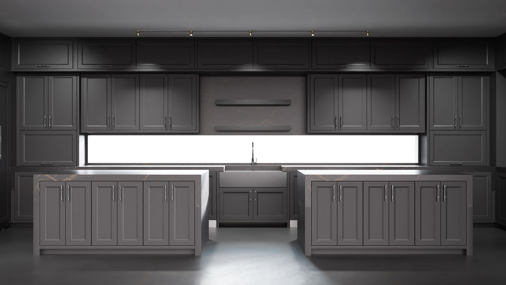 Bellrose Simply Black ( Maple | Plain Cut [ Frameless • Satin • Painted ] - 10' X 10' Kitchen Cabinet ) | Assembled In USA