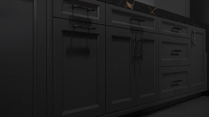 Bellrose Simply Black ( Maple | Plain Cut [ Frameless • Satin • Painted ] - 10' X 10' Kitchen Cabinet ) | Assembled In USA