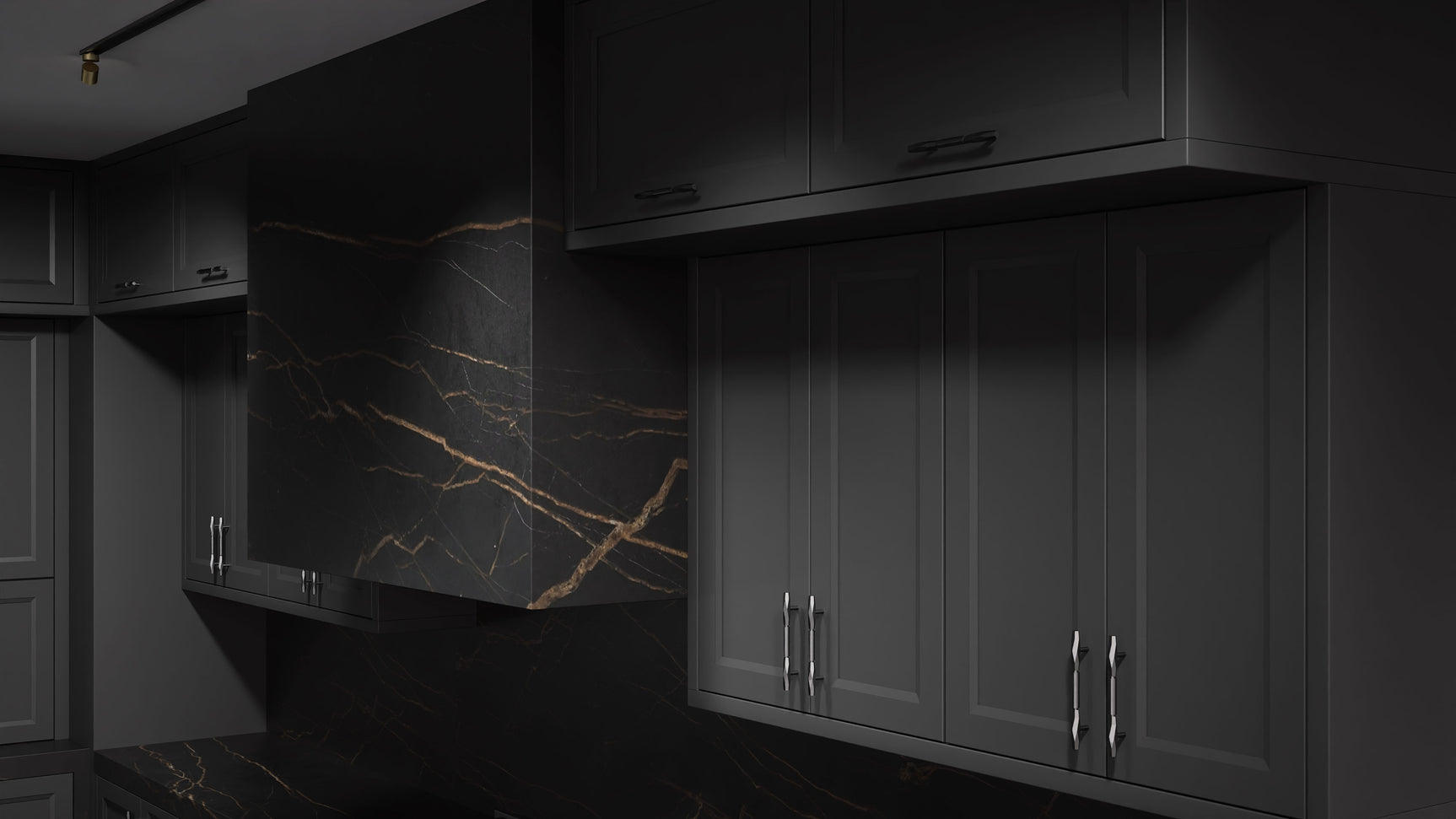 Bellrose Simply Black ( Maple | Plain Cut [ Frameless • Satin • Painted ] - 10' X 10' Kitchen Cabinet ) | Assembled In USA