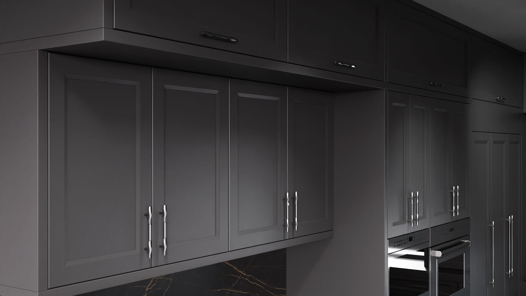 Bellrose Simply Black ( Maple | Plain Cut [ Frameless • Satin • Painted ] - 10' X 10' Kitchen Cabinet ) | Assembled In USA