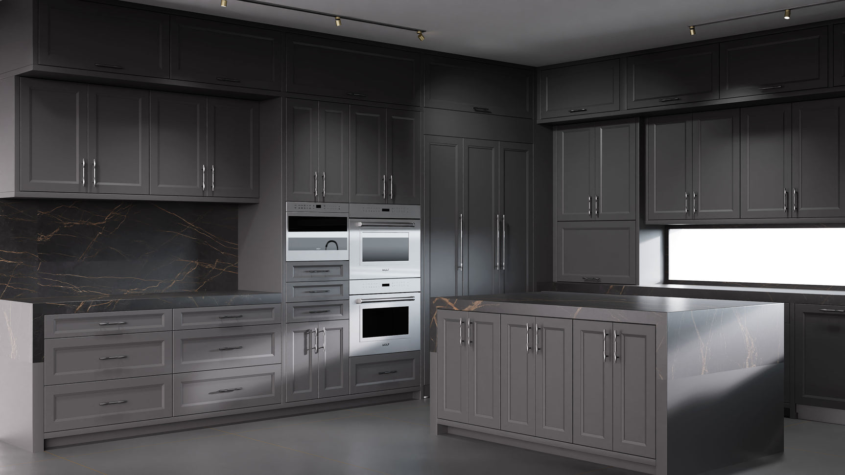 Bellrose Simply Black ( Maple | Plain Cut [ Frameless • Satin • Painted ] - 10' X 10' Kitchen Cabinet ) | Assembled In USA