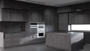 Bellrose Simply Black ( Maple | Plain Cut [ Frameless • Satin • Painted ] - 10' X 10' Kitchen Cabinet ) | Assembled In USA