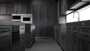 Bellrose Simply Black ( Maple | Plain Cut [ Frameless • Satin • Painted ] - 10' X 10' Kitchen Cabinet ) | Assembled In USA