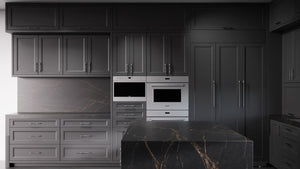 Bellrose Simply Black ( Maple | Plain Cut [ Frameless • Satin • Painted ] - 10' X 10' Kitchen Cabinet ) | Assembled In USA