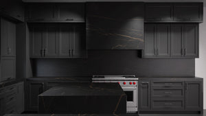 Bellrose Simply Black ( Maple | Plain Cut [ Frameless • Satin • Painted ] - 10' X 10' Kitchen Cabinet ) | Assembled In USA