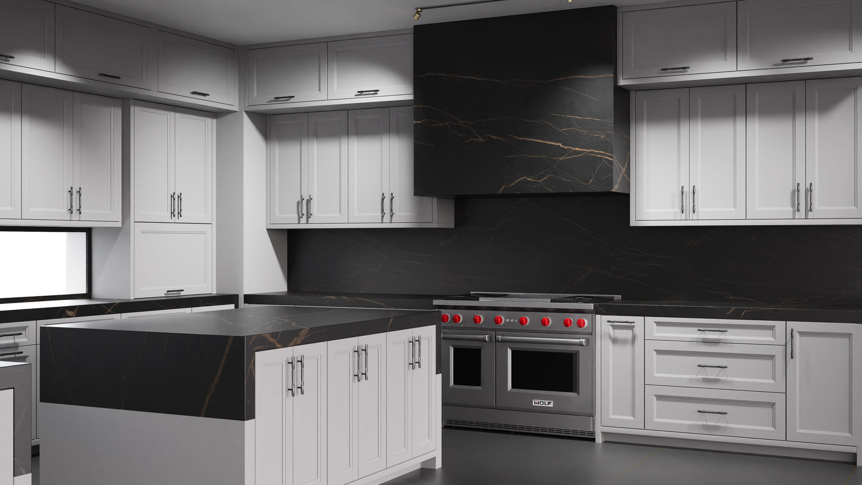 Bellrose Simply Gray ( Maple | Plain Cut [ Frameless • Satin • Painted ] - 10' X 10' Kitchen Cabinet ) | Assembled In USA