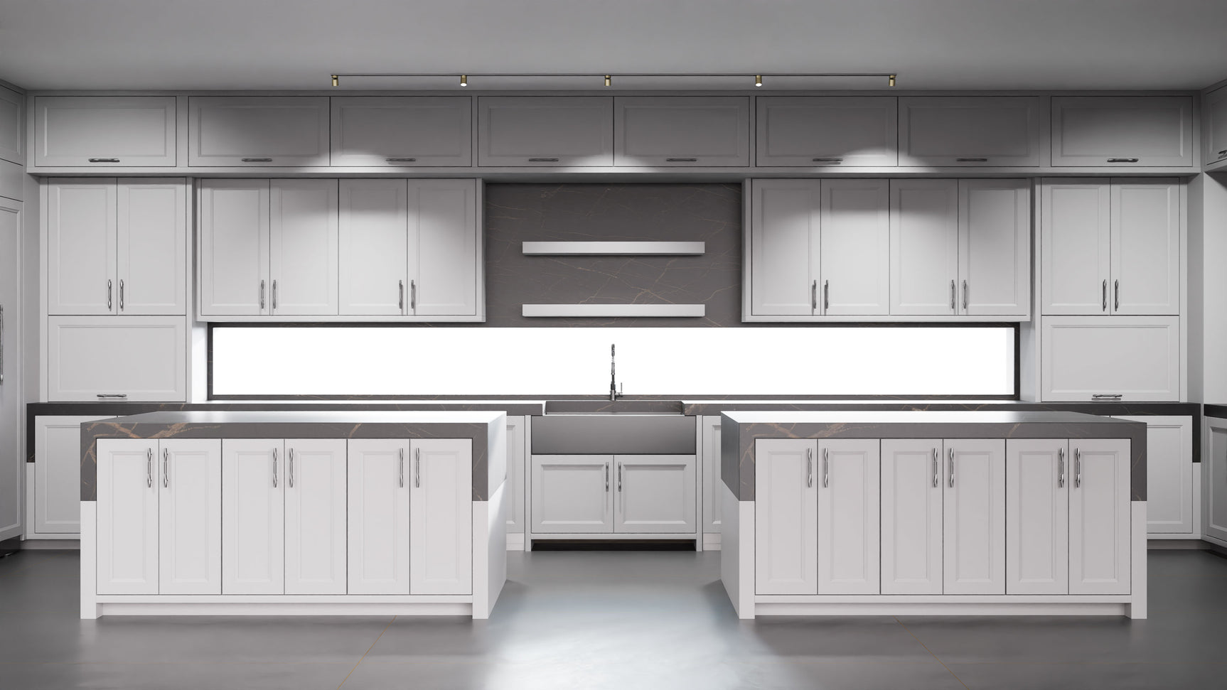 Bellrose Simply Gray ( Maple | Plain Cut [ Frameless • Satin • Painted ] - 10' X 10' Kitchen Cabinet ) | Assembled In USA