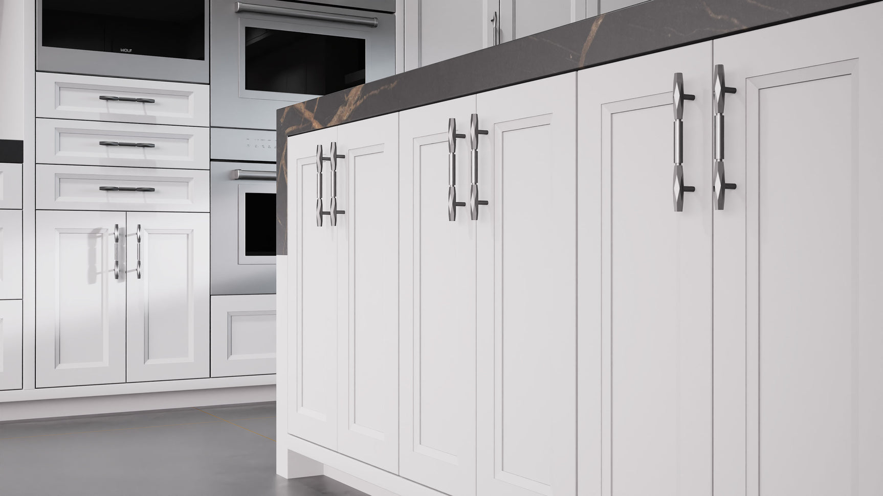 Bellrose Simply Gray ( Maple | Plain Cut [ Frameless • Satin • Painted ] - 10' X 10' Kitchen Cabinet ) | Assembled In USA