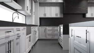 Bellrose Simply Gray ( Maple | Plain Cut [ Frameless • Satin • Painted ] - 10' X 10' Kitchen Cabinet ) | Assembled In USA