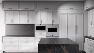 Bellrose Simply Gray ( Maple | Plain Cut [ Frameless • Satin • Painted ] - 10' X 10' Kitchen Cabinet ) | Assembled In USA