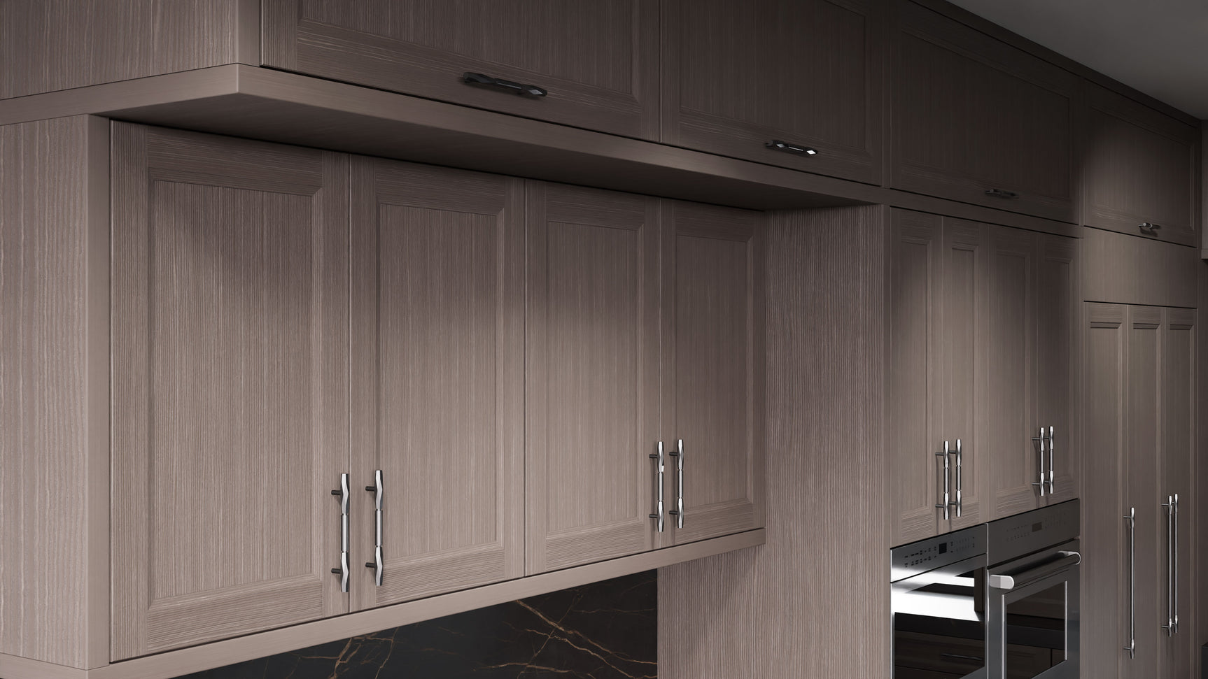 Bellrose Urban Oak ( White_Oak | Rift Cut [ Frameless • Wire Brushed • Stained ] - 10' X 10' Kitchen Cabinet ) | Assembled In USA