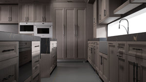 Bellrose Urban Oak ( White_Oak | Rift Cut [ Frameless • Wire Brushed • Stained ] - 10' X 10' Kitchen Cabinet ) | Assembled In USA