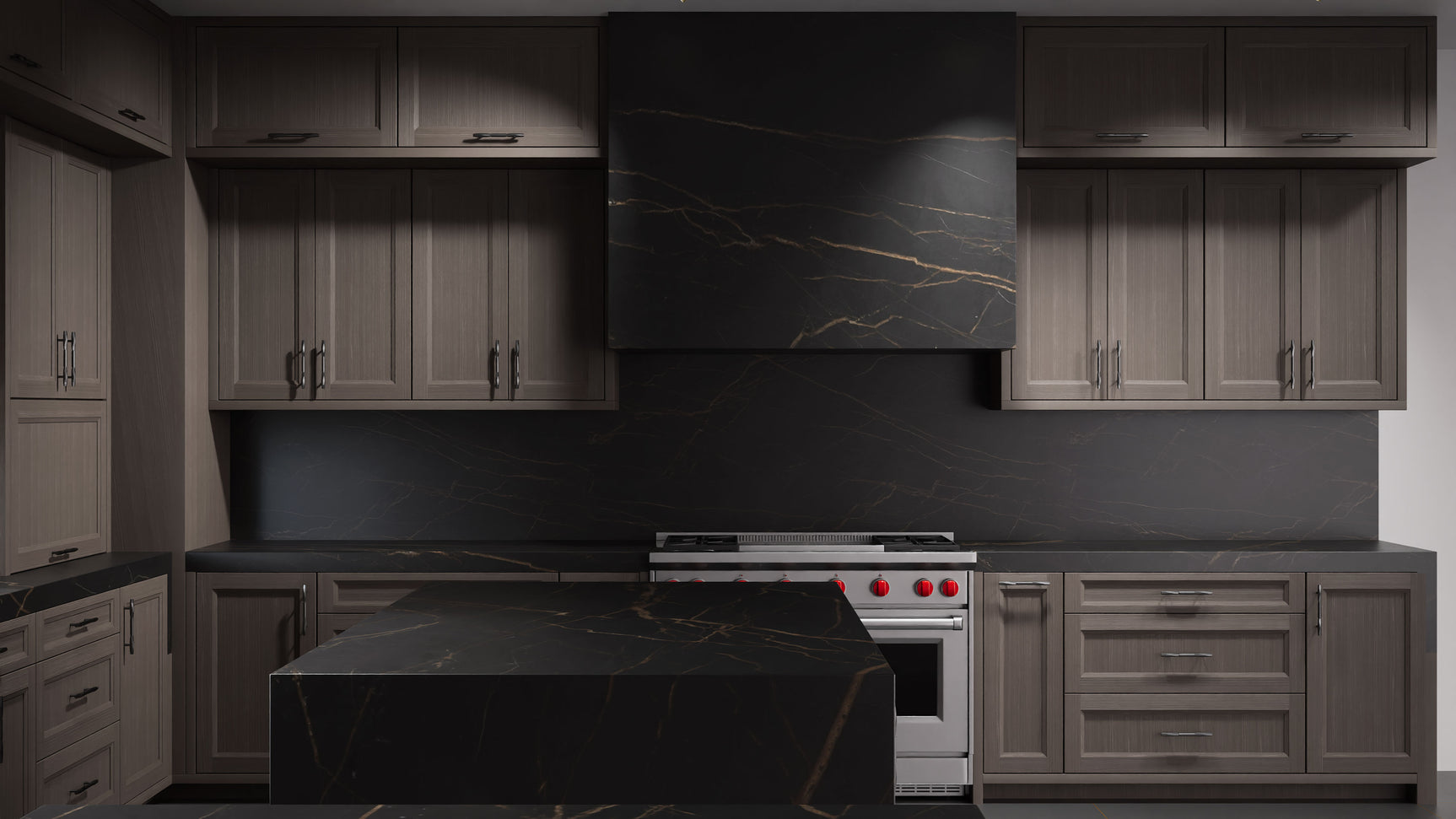 Bellrose Urban Oak ( White_Oak | Rift Cut [ Frameless • Wire Brushed • Stained ] - 10' X 10' Kitchen Cabinet ) | Assembled In USA