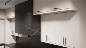 Clayton Anew Gray ( Maple | Plain Cut [ Frameless • Satin • Painted ] - 10' X 10' Kitchen Cabinet ) | Assembled In USA