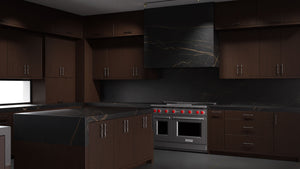 Clayton Cherry Black Walnut ( Cherry | Plain Cut [ Frameless • Satin • Stained ] - 10' X 10' Kitchen Cabinet ) | Assembled In USA