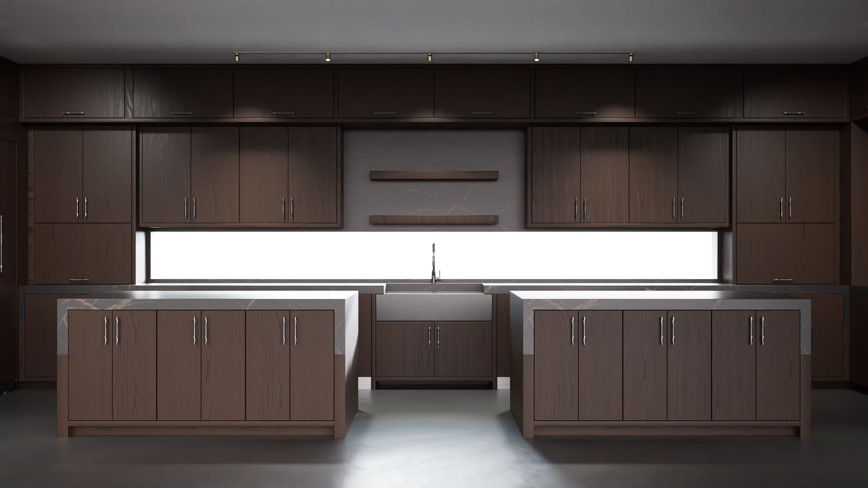 Clayton Cherry Black Walnut ( Cherry | Plain Cut [ Frameless • Satin • Stained ] - 10' X 10' Kitchen Cabinet ) | Assembled In USA