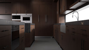 Clayton Cherry Black Walnut ( Cherry | Plain Cut [ Frameless • Satin • Stained ] - 10' X 10' Kitchen Cabinet ) | Assembled In USA