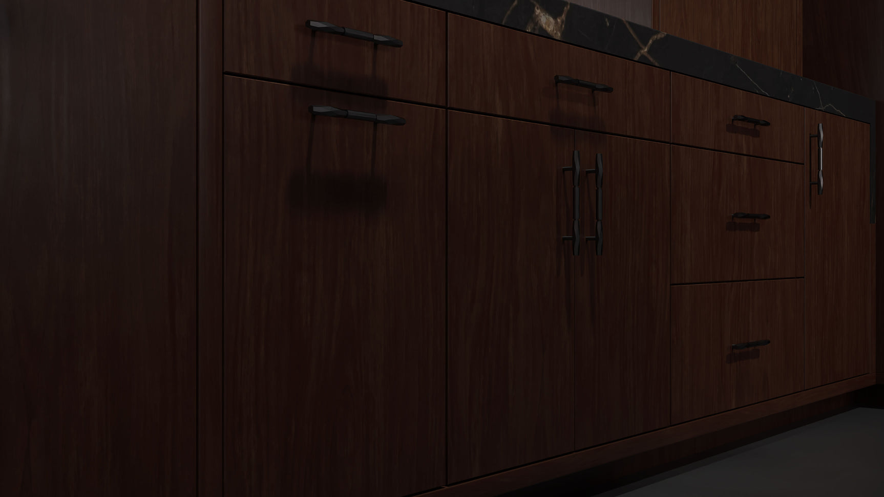 Clayton Cherry Cognac ( Cherry | Plain Cut [ Frameless • Satin • Stained ] - 10' X 10' Kitchen Cabinet ) | Assembled In USA