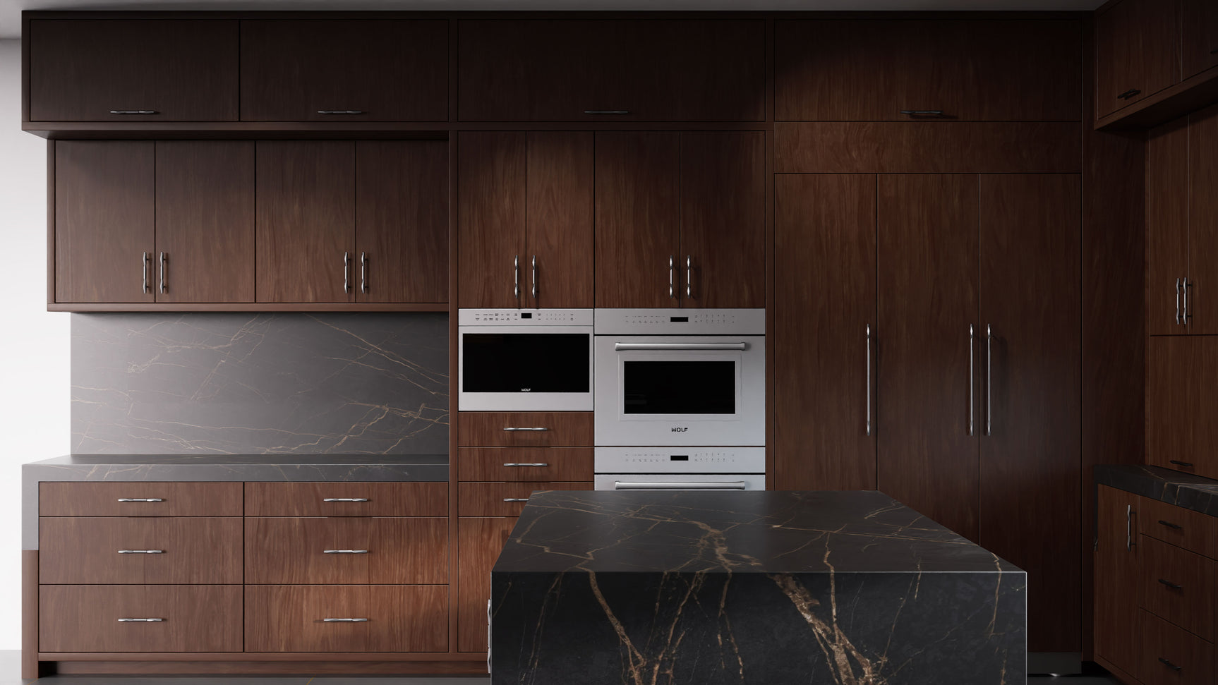 Clayton Cherry Cognac ( Cherry | Plain Cut [ Frameless • Satin • Stained ] - 10' X 10' Kitchen Cabinet ) | Assembled In USA