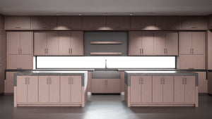 Clayton Driftwood Cherry ( Cherry | Plain Cut [ Frameless • Satin • Stained ] - 10' X 10' Kitchen Cabinet ) | Assembled In USA