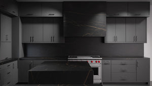 Clayton Iron Ore ( Maple | Plain Cut [ Frameless • Satin • Painted ] - 10' X 10' Kitchen Cabinet ) | Assembled In USA