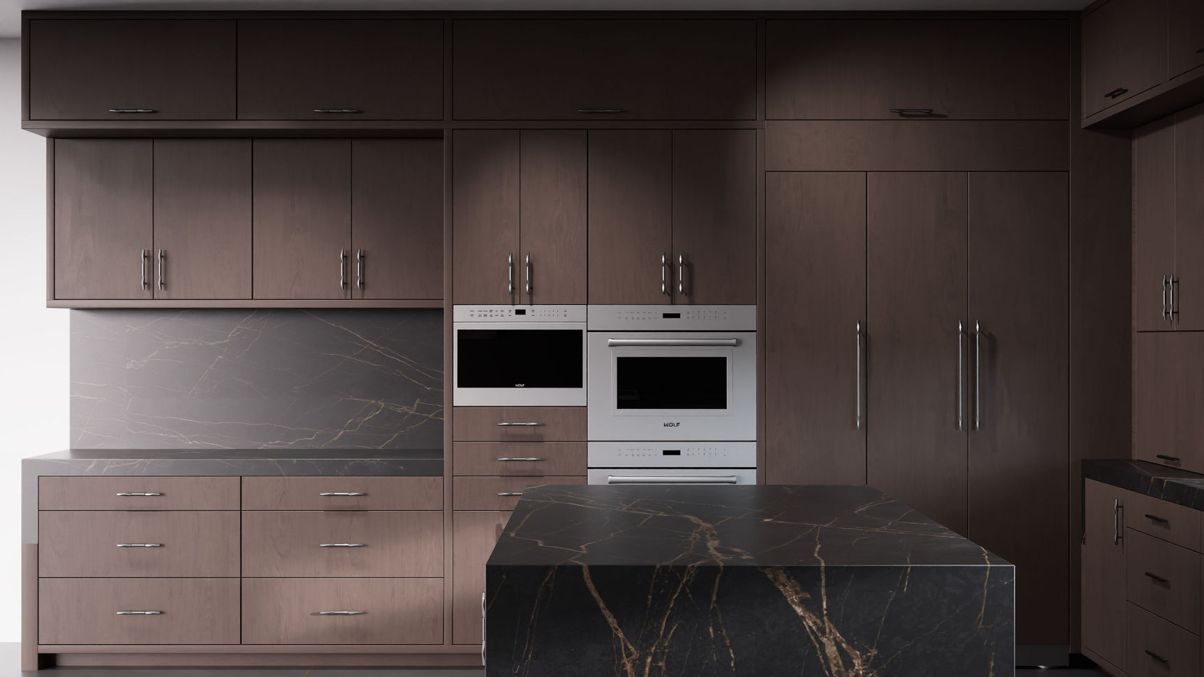 Clayton Misty Gray ( Cherry | Plain Cut [ Frameless • Satin • Stained ] - 10' X 10' Kitchen Cabinet ) | Assembled In USA