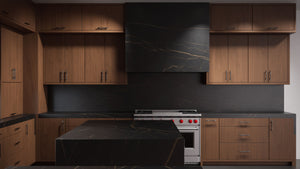 Clayton Natural Walnut ( Walnut | Plain Cut [ Frameless • Satin • Stained ] - 10' X 10' Kitchen Cabinet ) | Assembled In USA