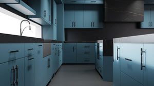 Clayton Oceana Blue ( Maple | Plain Cut [ Frameless • Satin • Painted ] - 10' X 10' Kitchen Cabinet ) | Assembled In USA