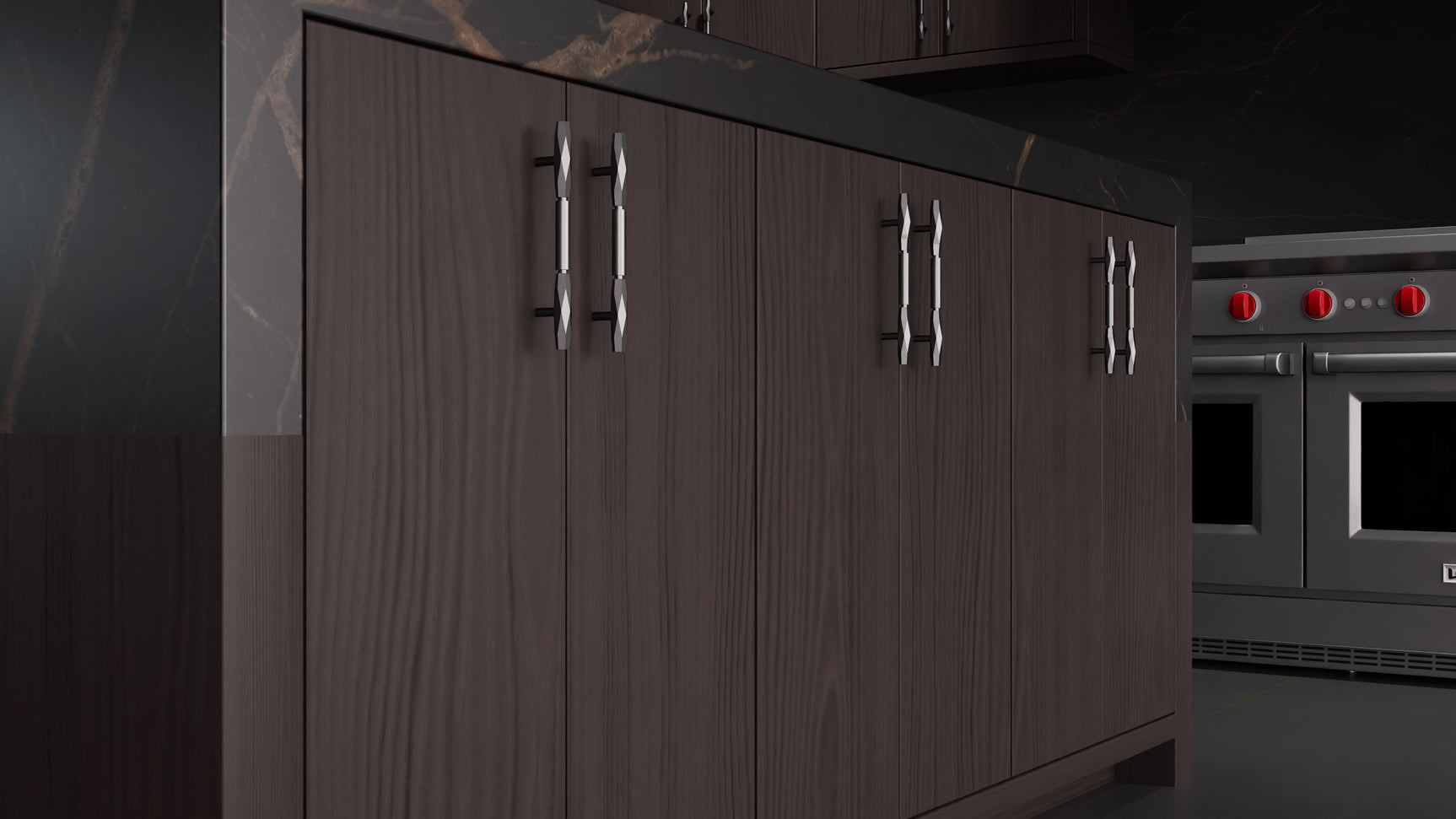 Clayton Onyx Cherry ( Cherry | Plain Cut [ Frameless • Satin • Stained ] - 10' X 10' Kitchen Cabinet ) | Assembled In USA