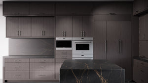 Clayton Onyx Oak ( White_Oak | Rift Cut [ Frameless • Wire Brushed • Stained ] - 10' X 10' Kitchen Cabinet ) | Assembled In USA