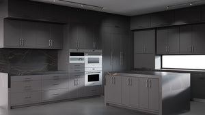 Clayton Simply Black ( Maple | Plain Cut [ Frameless • Satin • Painted ] - 10' X 10' Kitchen Cabinet ) | Assembled In USA