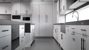 Clayton Simply Gray ( Maple | Plain Cut [ Frameless • Satin • Painted ] - 10' X 10' Kitchen Cabinet ) | Assembled In USA