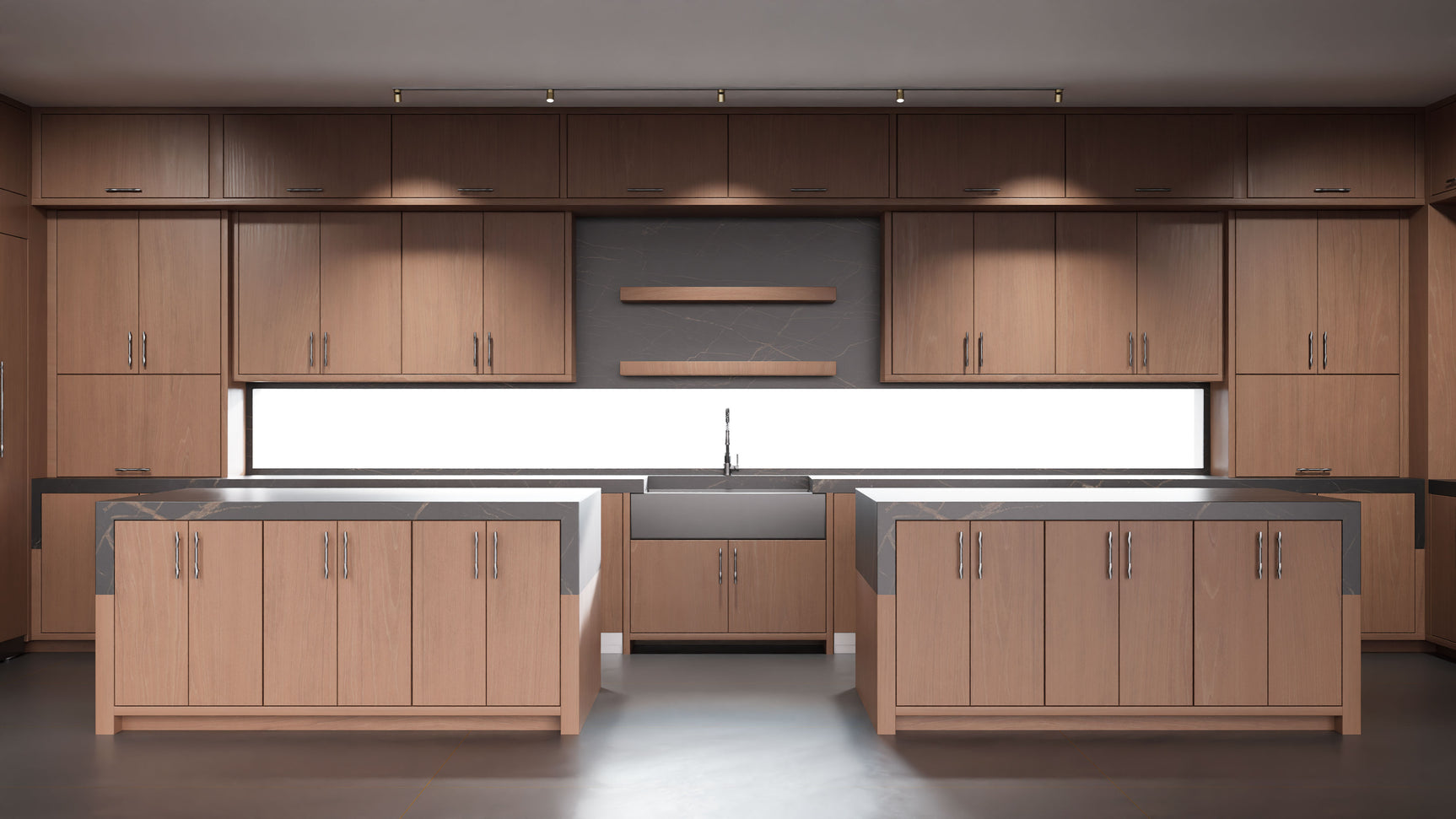 Clayton Washed Walnut ( Walnut | Plain Cut [ Frameless • Satin • Stained ] - 10' X 10' Kitchen Cabinet ) | Assembled In USA