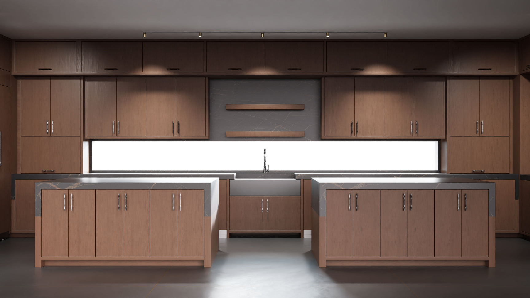 Clayton Winter Wheat ( Cherry | Plain Cut [ Frameless • Satin • Stained ] - 10' X 10' Kitchen Cabinet ) | Assembled In USA