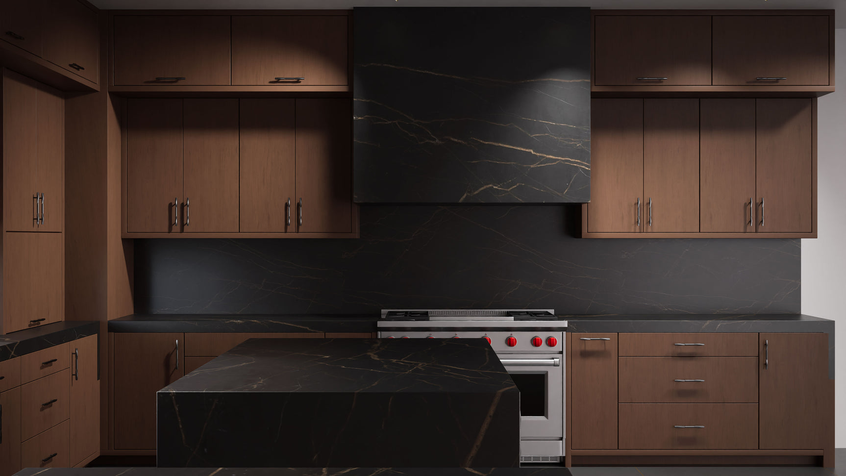 Clayton Winter Wheat ( Cherry | Plain Cut [ Frameless • Satin • Stained ] - 10' X 10' Kitchen Cabinet ) | Assembled In USA