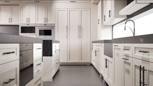 Greenfield Anew Gray ( Maple | Plain Cut [ Frameless • Satin • Painted ] - 10' X 10' Kitchen Cabinet ) | Assembled In USA