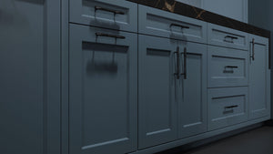 Greenfield Blue Slate ( Maple | Plain Cut [ Frameless • Satin • Painted ] - 10' X 10' Kitchen Cabinet ) | Assembled In USA