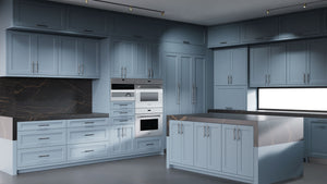 Greenfield Blue Slate ( Maple | Plain Cut [ Frameless • Satin • Painted ] - 10' X 10' Kitchen Cabinet ) | Assembled In USA