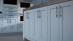 Greenfield Blue Slate ( Maple | Plain Cut [ Frameless • Satin • Painted ] - 10' X 10' Kitchen Cabinet ) | Assembled In USA