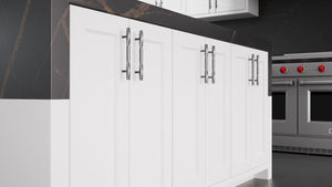 Greenfield Bright White ( Maple | Plain Cut [ Frameless • Satin • Painted ] - 10' X 10' Kitchen Cabinet ) | Assembled In USA