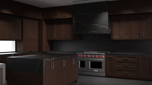 Greenfield Cherry Black Walnut ( Cherry | Plain Cut [ Frameless • Satin • Stained ] - 10' X 10' Kitchen Cabinet ) | Assembled In USA