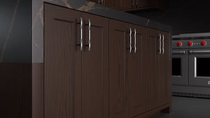 Greenfield Cherry Black Walnut ( Cherry | Plain Cut [ Frameless • Satin • Stained ] - 10' X 10' Kitchen Cabinet ) | Assembled In USA