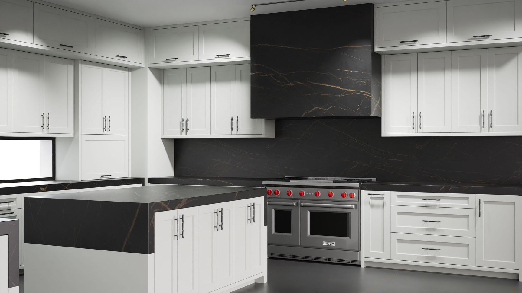 Greenfield Dove Gray ( Maple | Plain Cut [ Frameless • Satin • Painted ] - 10' X 10' Kitchen Cabinet ) | Assembled In USA