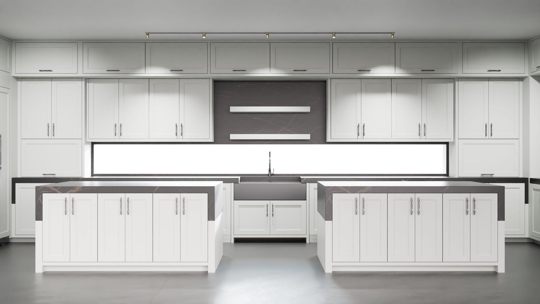 Greenfield Dove Gray ( Maple | Plain Cut [ Frameless • Satin • Painted ] - 10' X 10' Kitchen Cabinet ) | Assembled In USA